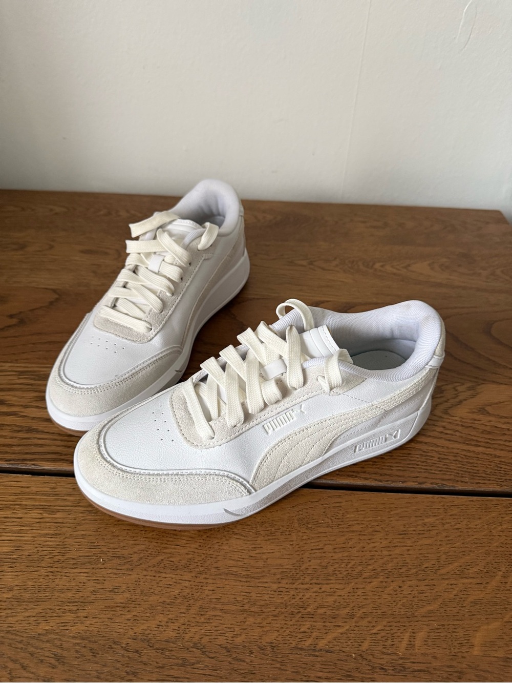 Puma Off-White and Cream Low-Top Sneakers